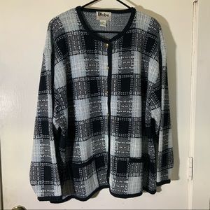 B&W PLAID CARDIGAN SZ 2XL Kobe Office Chic